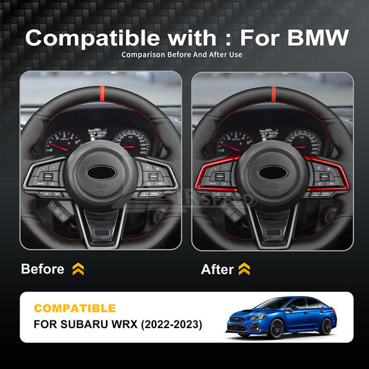 REAL HARD Carbon Fiber Red Steering Wheel Frame Cover For Subaru WRX 2022-2023 - detail view