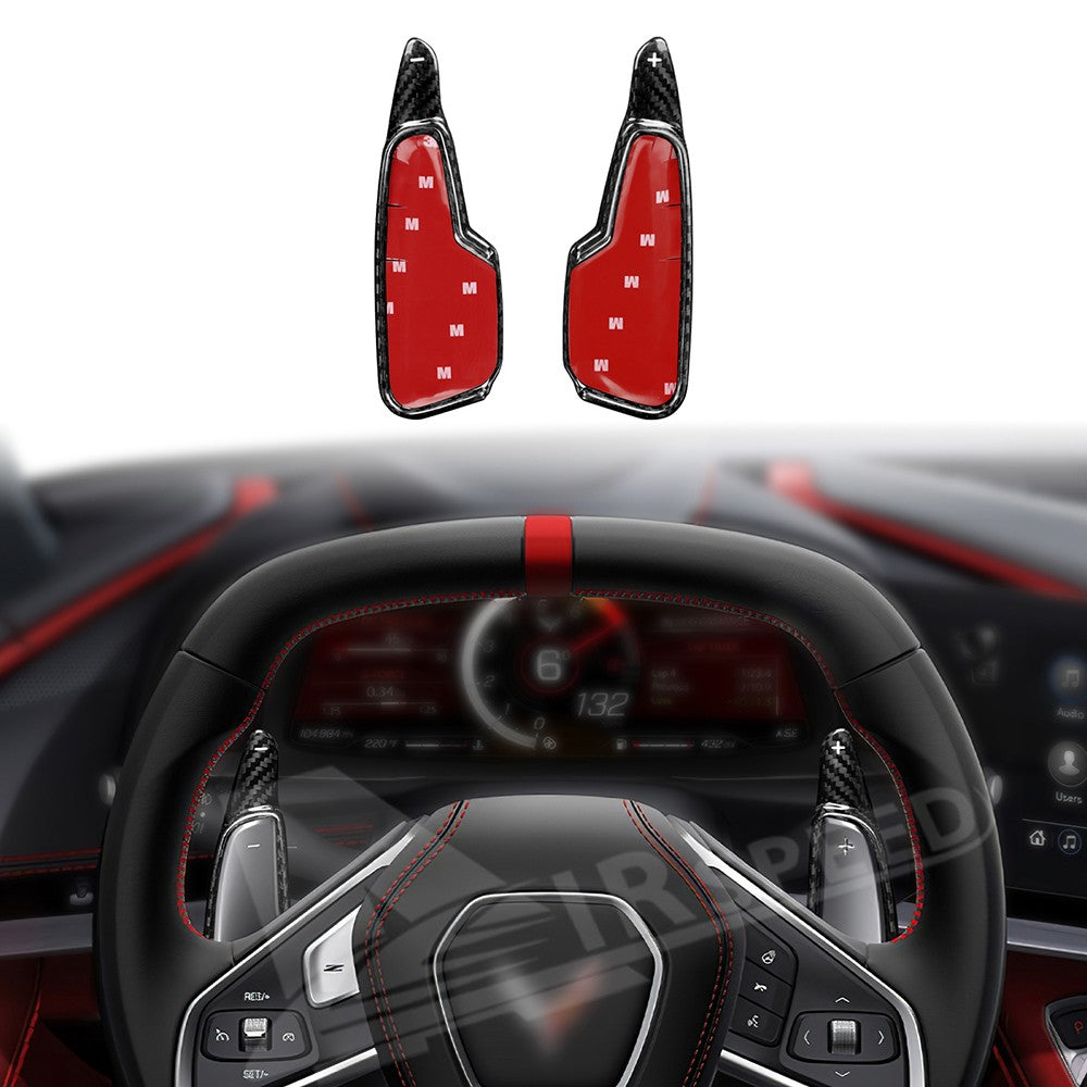 For Corvette C8 2020-2023 Carbon Fiber Steering Wheel Paddle Shifter Extension