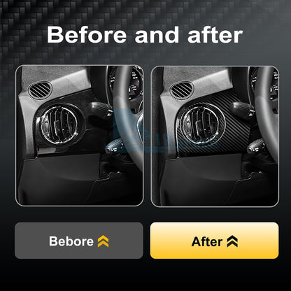 Dashboard Side Air Inlet Cover Sticker Fit For Fiat 500 08-23 Black Carbon Fiber - detail view 4