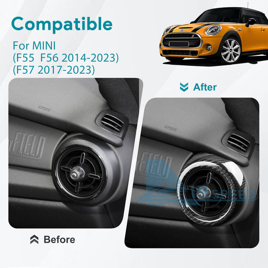 REAL HARD Carbon Fiber Air Outlet Vent Frame Cover For Mini F55 F56 F57 2014-21 - detail view