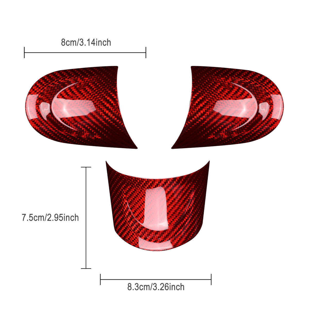 For Mini R55 R56 R57 R60 07-2015 REAL HARD Carbon Fiber Steering Wheel Cover Red - detail view 3