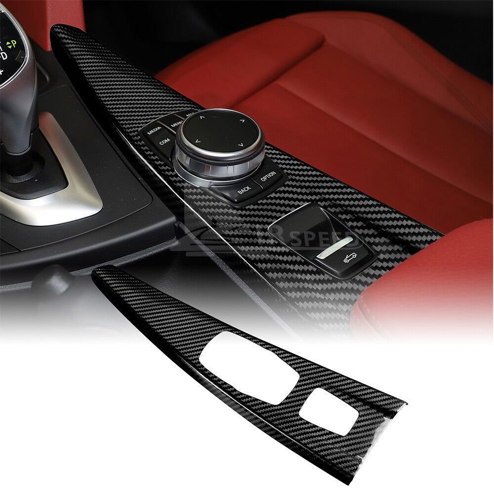 For BMW F33 F83 2013-2020 Car Center Multimedia Panel Cover Black Carbon Fiber