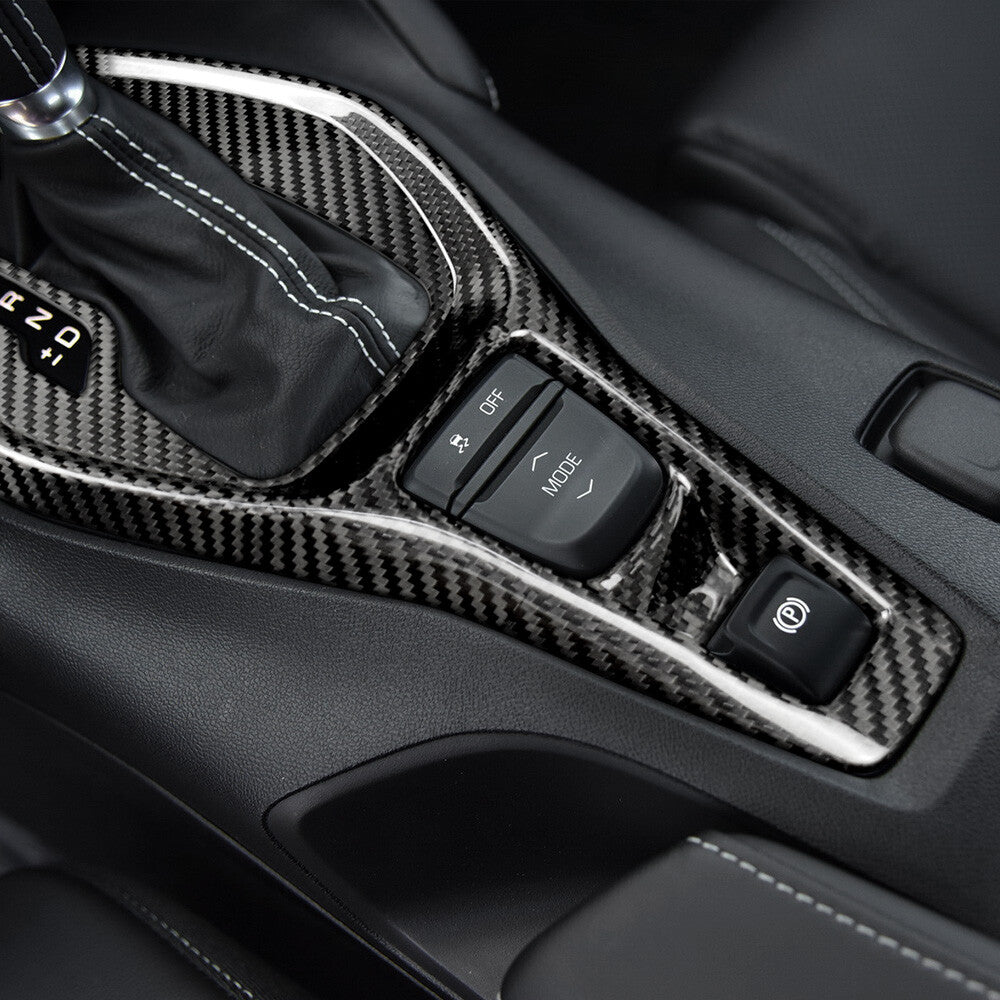 Real Carbon Fiber Gear Shift Panel Cover Sticker For Chevrolet Camaro 2016-2019