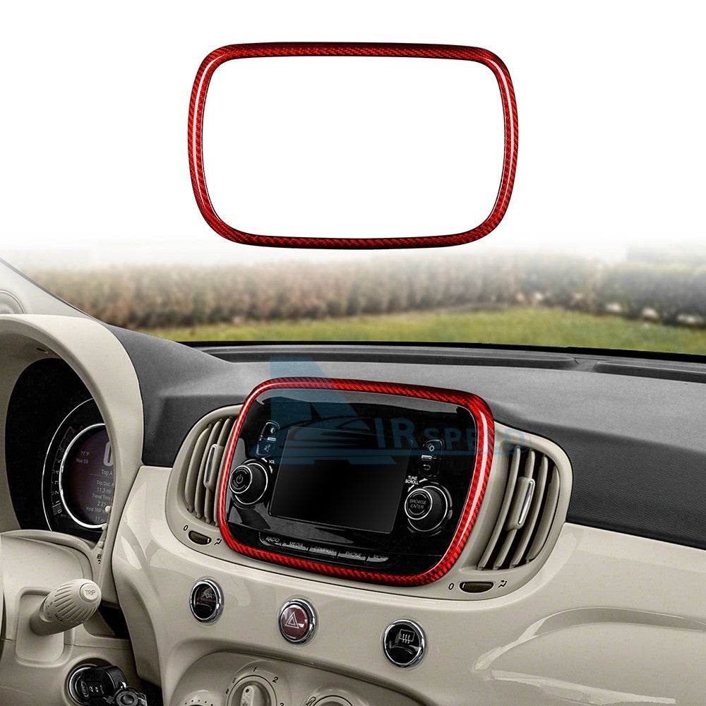 Red Center Navigation Frame Cover Carbon Fiber for FIAT 500 Abarth 595 2016-2024 - product view