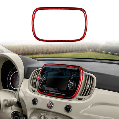 Red Center Navigation Frame Cover Carbon Fiber for FIAT 500 Abarth 595 2016-2024 - product view