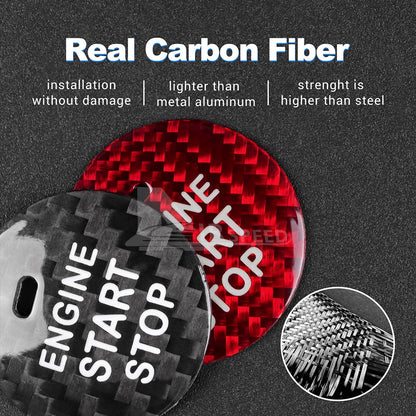 For Lexus ES Toyota RAV4 Car Engine Start Button Sticker Black Red Carbon Fiber - detail view 4