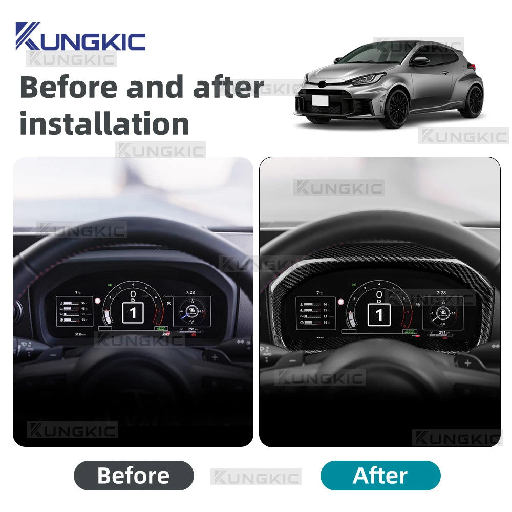 LHD Black Hard Carbon Speedometer Bezel Trim For Toyota GR Yaris 2025-2026 - detail view 4
