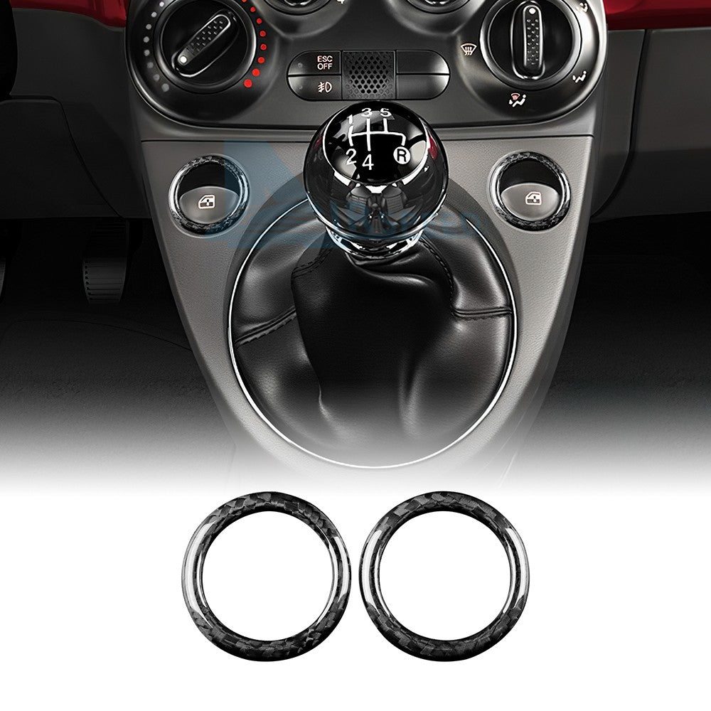 For Fiat 500 Abarth 595 2016-23 Real Hard Carbon Fiber Window Lift Switch Ring - product view
