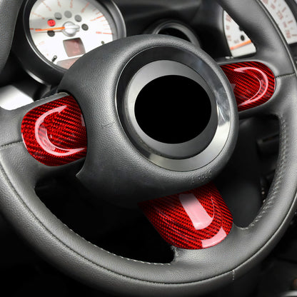 For Mini R55 R56 R57 R60 07-2015 REAL HARD Carbon Fiber Steering Wheel Cover Red - detail view 5