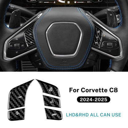 For Corvette C8 2024-2025 HARD Carbon Fiber Steering Wheel Voice Button Stickers