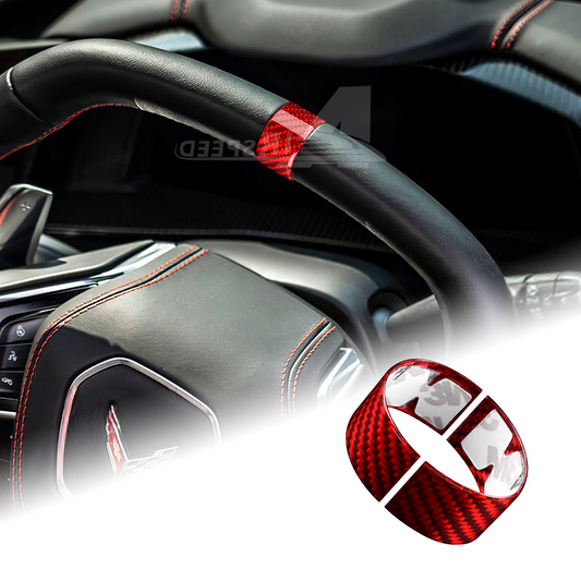 For Corvette C8 2020-2023 Real Hard Carbon Fiber Steering Wheel Trim Ring Cover