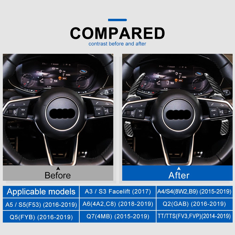 For Audi Q2 Q5 Q7 TT TTS 2014-19 Real Carbon Fiber Steering Wheel Paddle Shifter - detail view 3