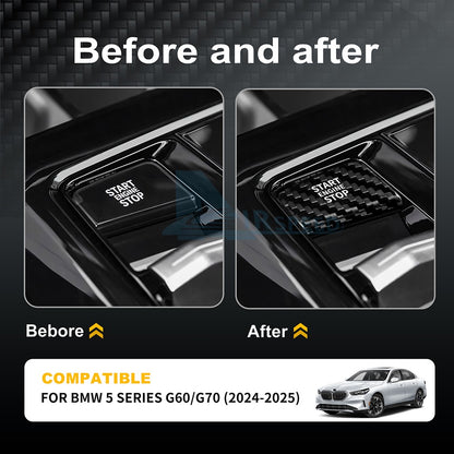 Center One-Click Start Sticker For BMW 5 Series G60 G70 2024-2025 Carbon Fiber - detail view 4
