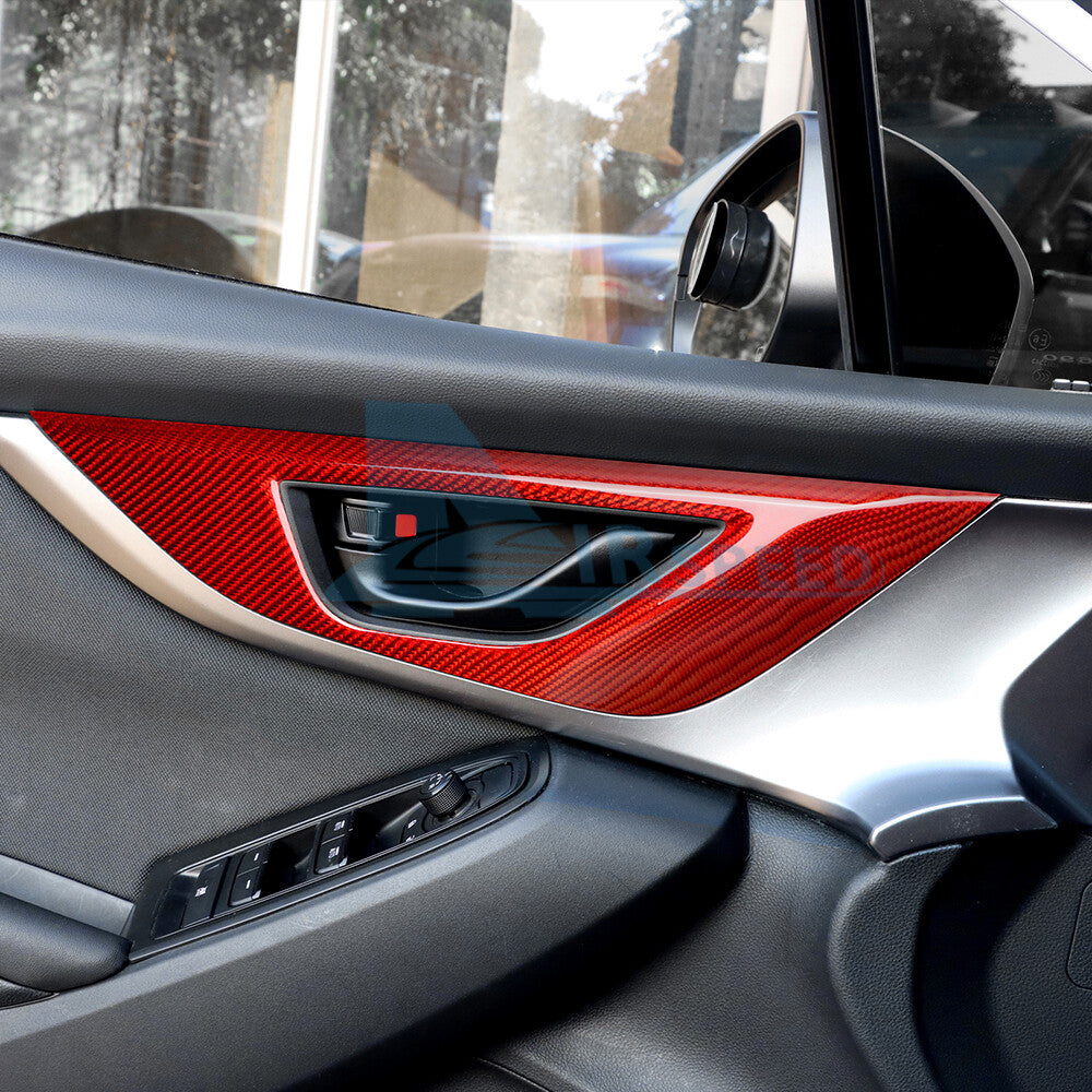 Red Front Door Handle Panel Cover REAL HARD Carbon Fiber For Subaru WRX 22-2023