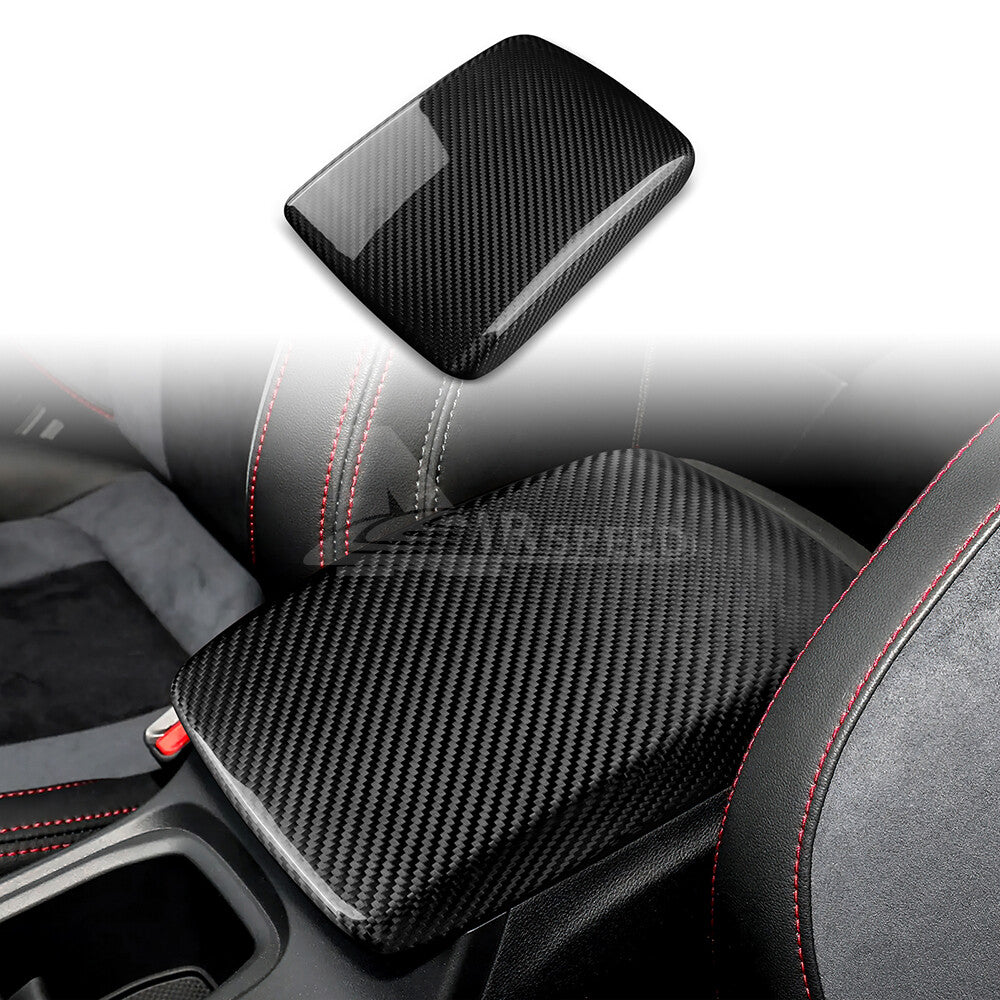 RRAL HARD Carbon Fiber Black Center Armrest Box Cover For Subaru WRX 2022-2023 - product view