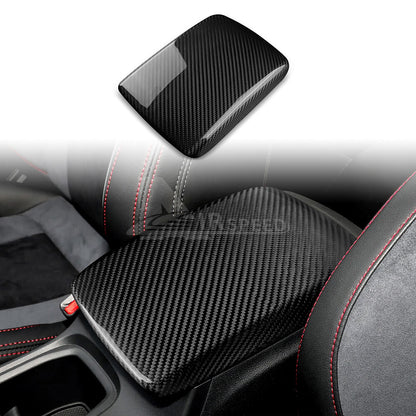 RRAL HARD Carbon Fiber Black Center Armrest Box Cover For Subaru WRX 2022-2023 - product view