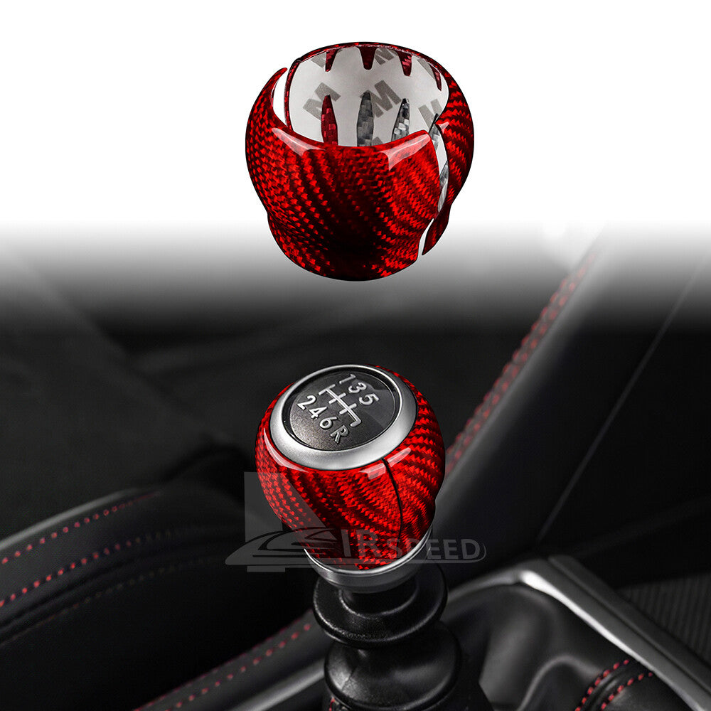 For Subaru WRX STI 22-2023 Gear Shift Knob Cover REAL HARD RED Carbon Fiber RED - product view