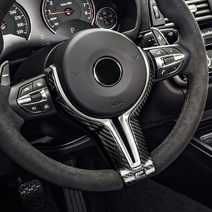 Black Real Hard Carbon Fiber Steering Wheel Chin Cover For BMW F80 F82 F10 F15 - detail view 4