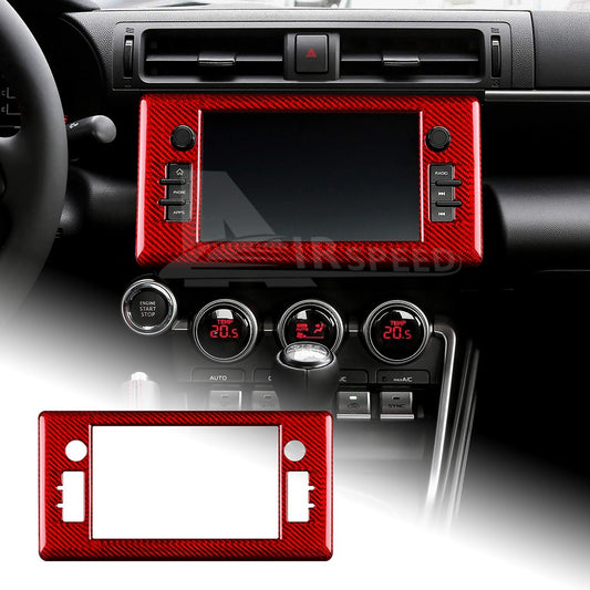 Center Screen Frame Cover Red Carbon Fiber For Toyota GR86 Subaru BRZ 2021-2025 - product view