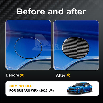 REAL HARD Carbon Fiber Fuel Gas Tank Cap Panel Cover For Subaru WRX 2022-2025 - detail view