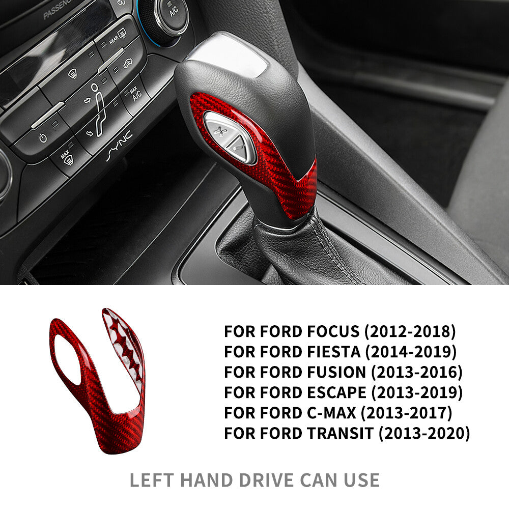 For Ford Focus 2012-2018 Red Real Hard Carbon Fiber Inner Gear Shift Knob Cover - product view