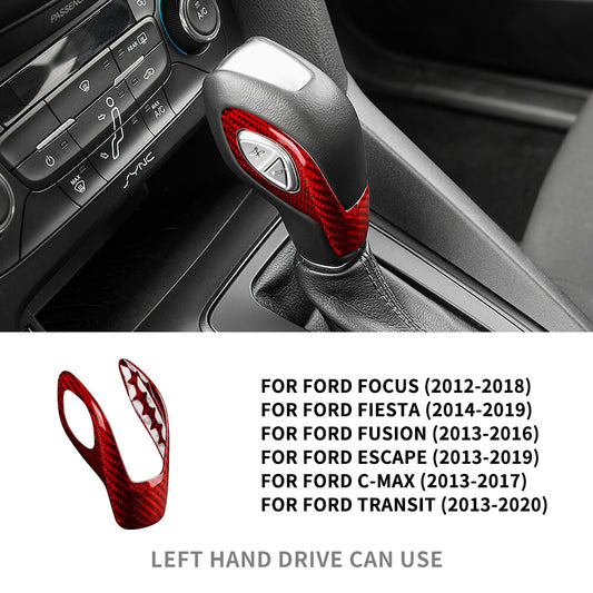 For Ford Focus 2012-2018 Red Real Hard Carbon Fiber Inner Gear Shift Knob Cover - product view