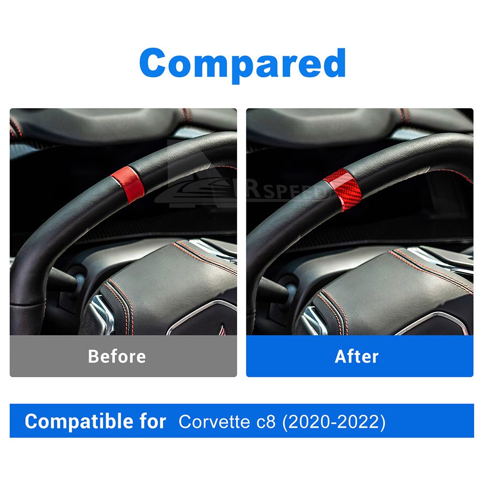For Corvette C8 2020-2023 Real Hard Carbon Fiber Steering Wheel Trim Ring Cover