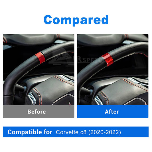 For Corvette C8 2020-2023 Real Hard Carbon Fiber Steering Wheel Trim Ring Cover