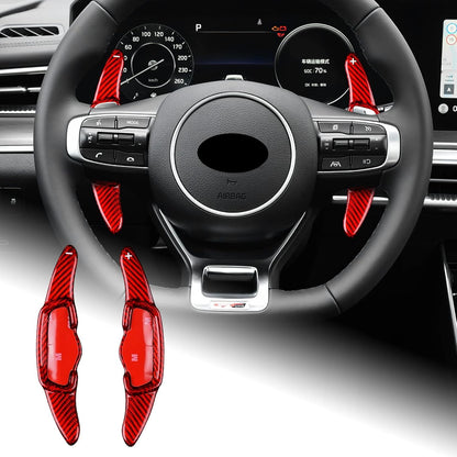 For Kia K5 2020-25 Real Carbon Fiber Red Steering Wheel Paddle Shifter Extension - product view