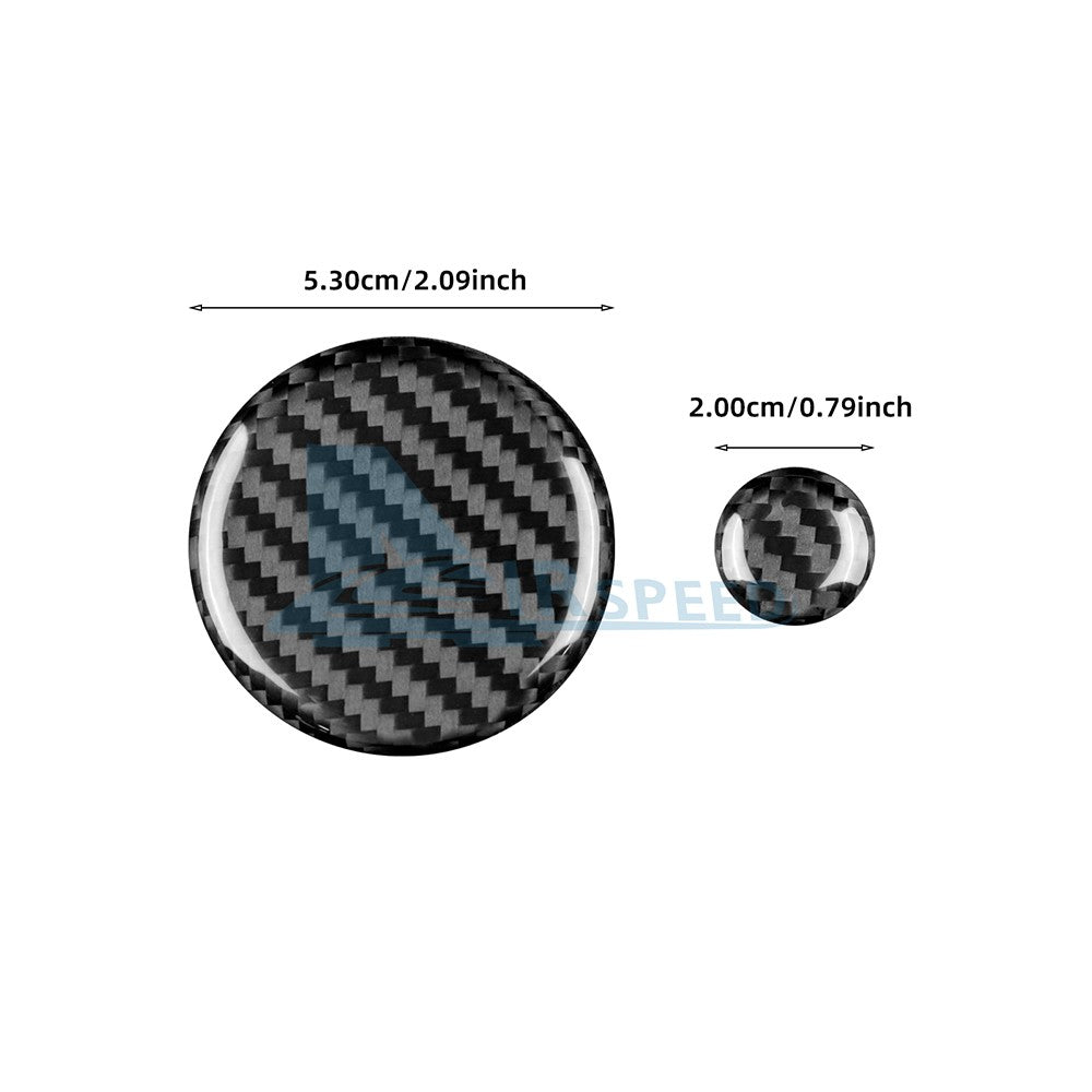 Car Center Volume Button Stickers Black Carbon Fiber for Mazda 3 Axela 2019-2026 - detail view