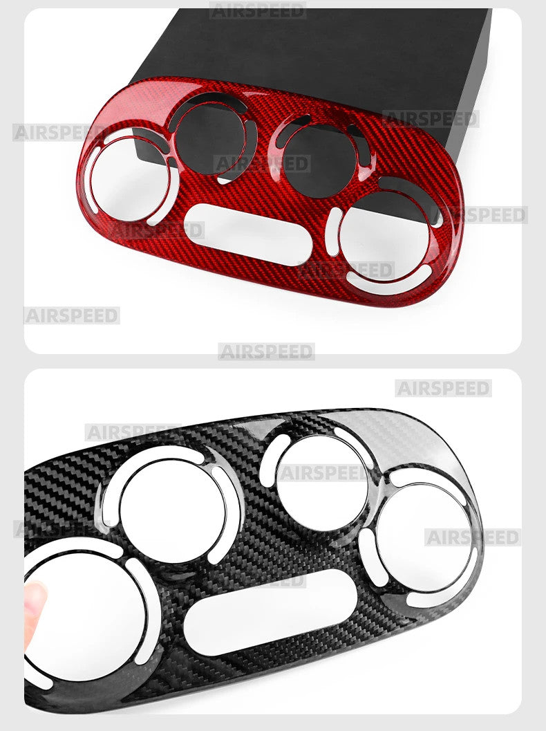 AC Climate Knob Upper Red Dry Carbon Fiat 500 Abarth 595 08-24 Trim - detail view 16