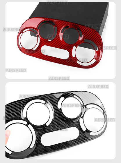 AC Climate Knob Upper Red Dry Carbon Fiat 500 Abarth 595 08-24 Trim - detail view 16
