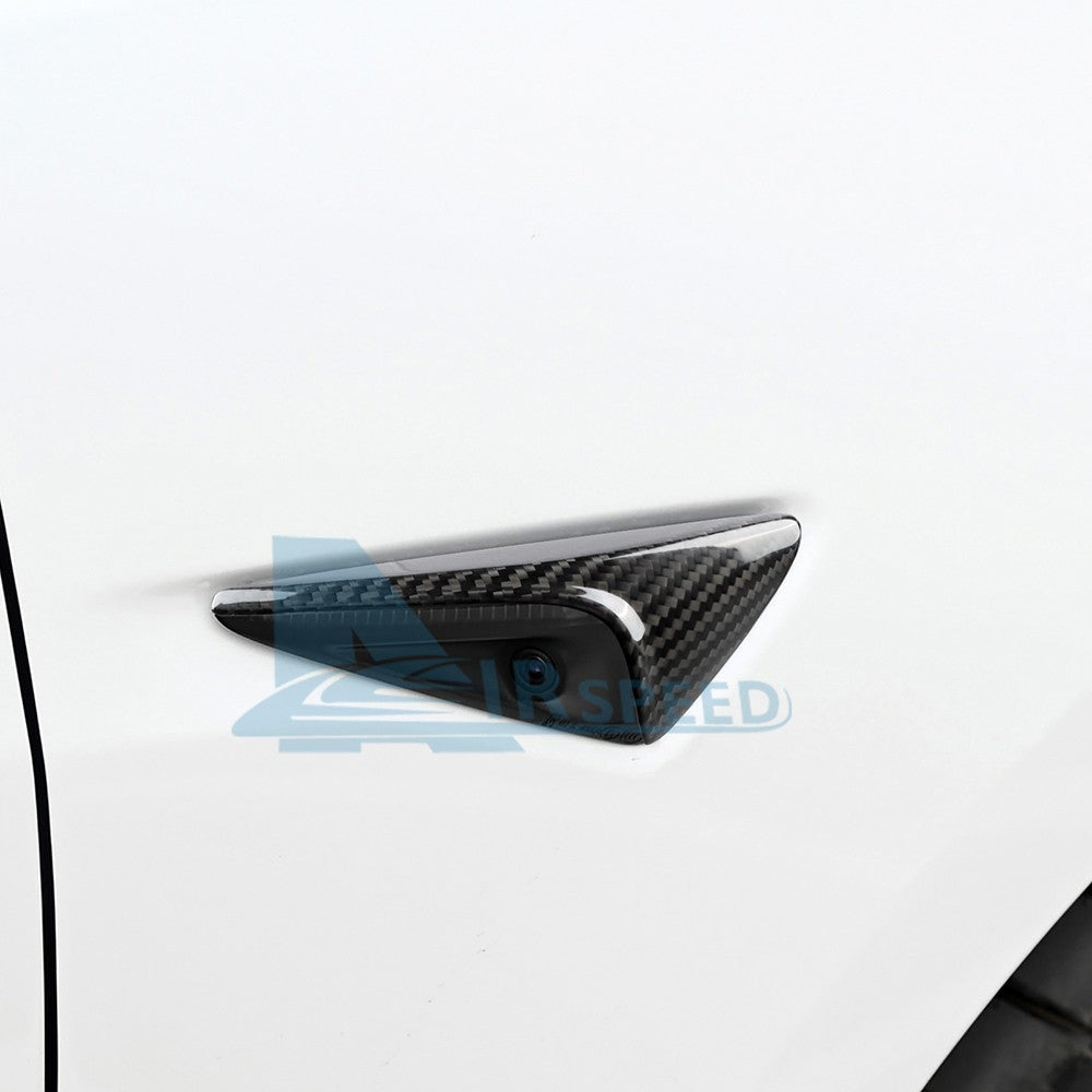 For Tesla Model 3 Y 17-24 Fender Camera Panel Cover BLACK REAL HARD Carbon Fiber - detail view 5
