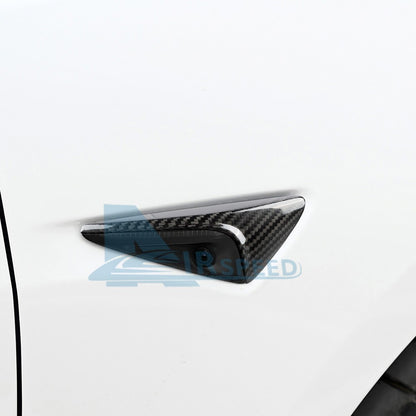 For Tesla Model 3 Y 17-24 Fender Camera Panel Cover BLACK REAL HARD Carbon Fiber - detail view 5