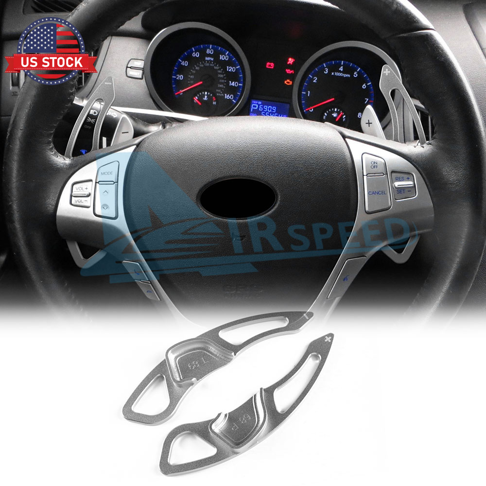 For Hyundai Genesis Coupe 09-2011 Steering Wheel Paddle Shifter Extension Silver - FREE GIFT