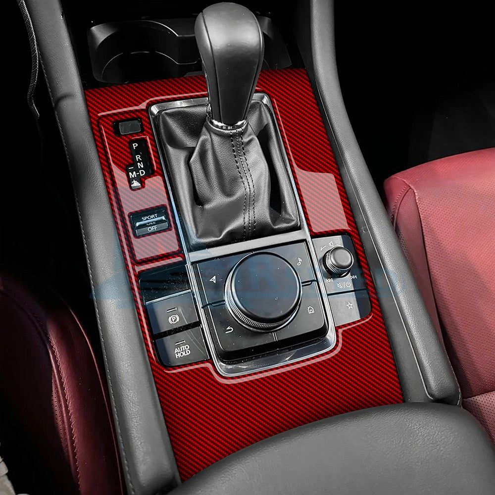 For Mazda 3 Axela 2019-2025 Carbon Fiber Red Center Gear Shift Panel Sticker