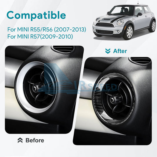 For Mini R55 R56 2007-2013 R57 2009-2010 REAL HARD Carbon Air Vent Outlet Cover - detail view