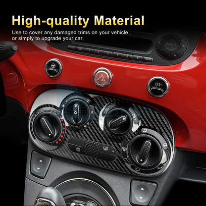 For FIAT 500 08-24 Abarth 595 695 12-24 Car Center AC Frame Cover Carbon Fiber - detail view 6