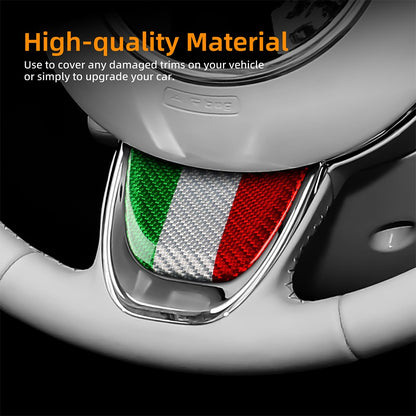 Italy Color Hard Carbon Steering Bottom Trim For Fiat 500 500C 2016-2024 - detail view 8