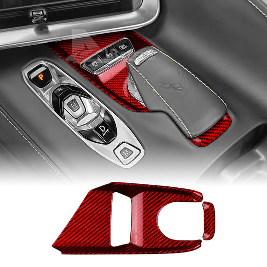 For Chevrolet Corvette C8 20-25 Center Button Frame Cover Red Hard Carbon Fiber