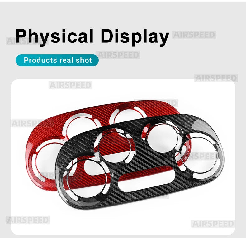 AC Climate Knob Upper Red Dry Carbon Fiat 500 Abarth 595 08-24 Trim - detail view 15