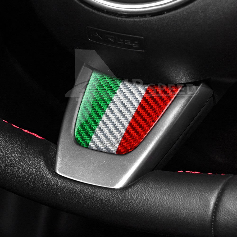 For FIAT 500 Abarth 595 20-23 Italy Flag Carbon Fiber Steering Wheel Chin Cover - detail view 7