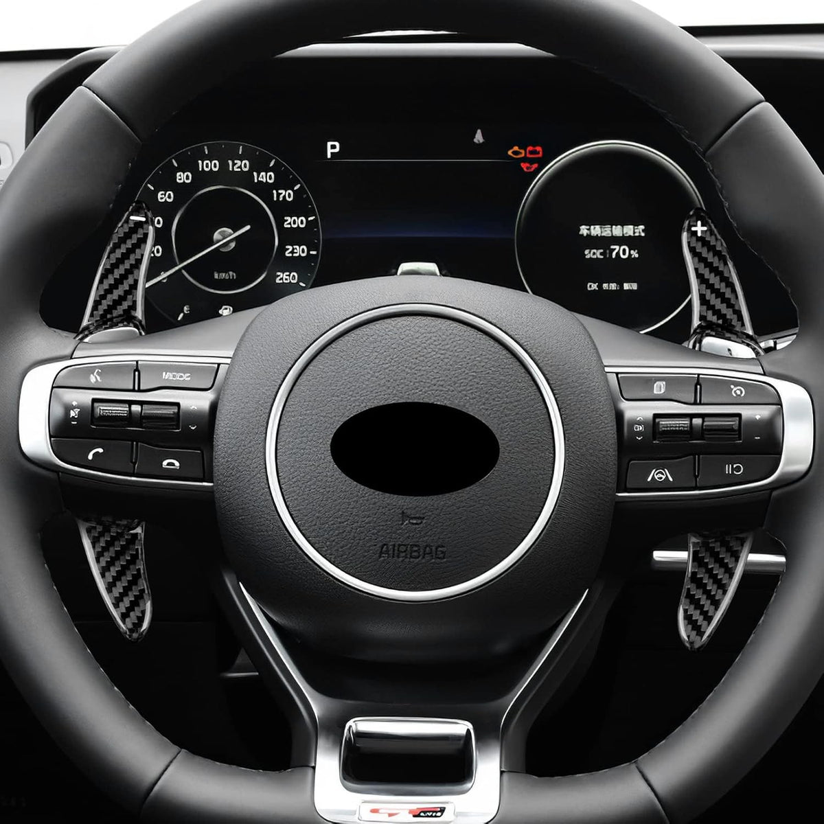 Real Carbon Fiber For Kia K5 2020-2025 Steering Wheel Paddle Shifter Extension - detail view 6