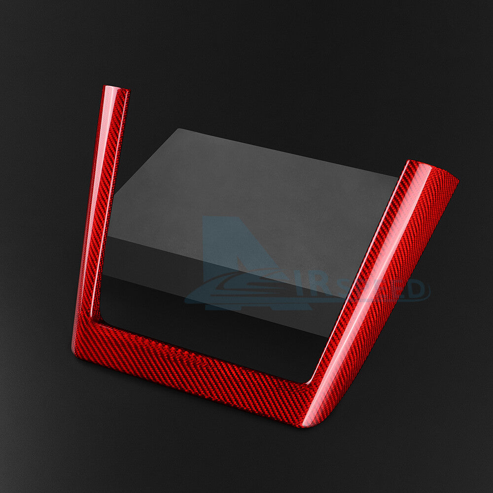 REAL HARD Carbon Fiber For Tesla Model 3 2024 RED Wireless Charging Frame Cover - detail view 6
