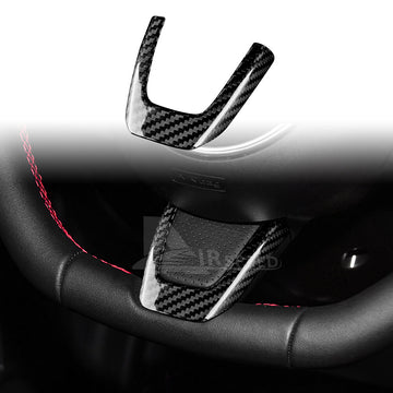 Black Steering Wheel Center Cover REAL HARD Carbon Fiber For Fiat 500 Abarth 595