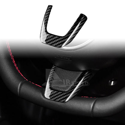 Black Steering Wheel Center Cover REAL HARD Carbon Fiber For Fiat 500 Abarth 595 - product view