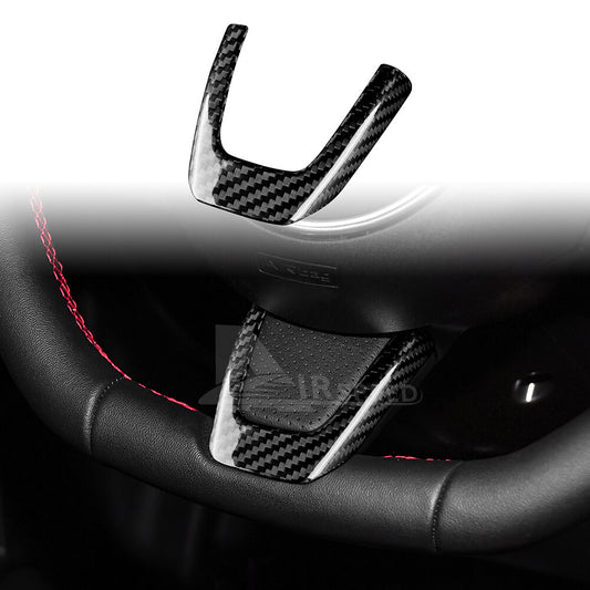 Black Steering Wheel Center Cover REAL HARD Carbon Fiber For Fiat 500 Abarth 595 - product view