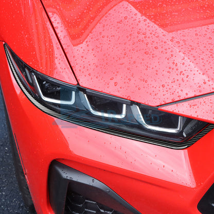 Headlight Eyebrow Eyelid Strip Cover Trim For Ford Mustang 2024-25 Carbon Fiber - FREE GIFT