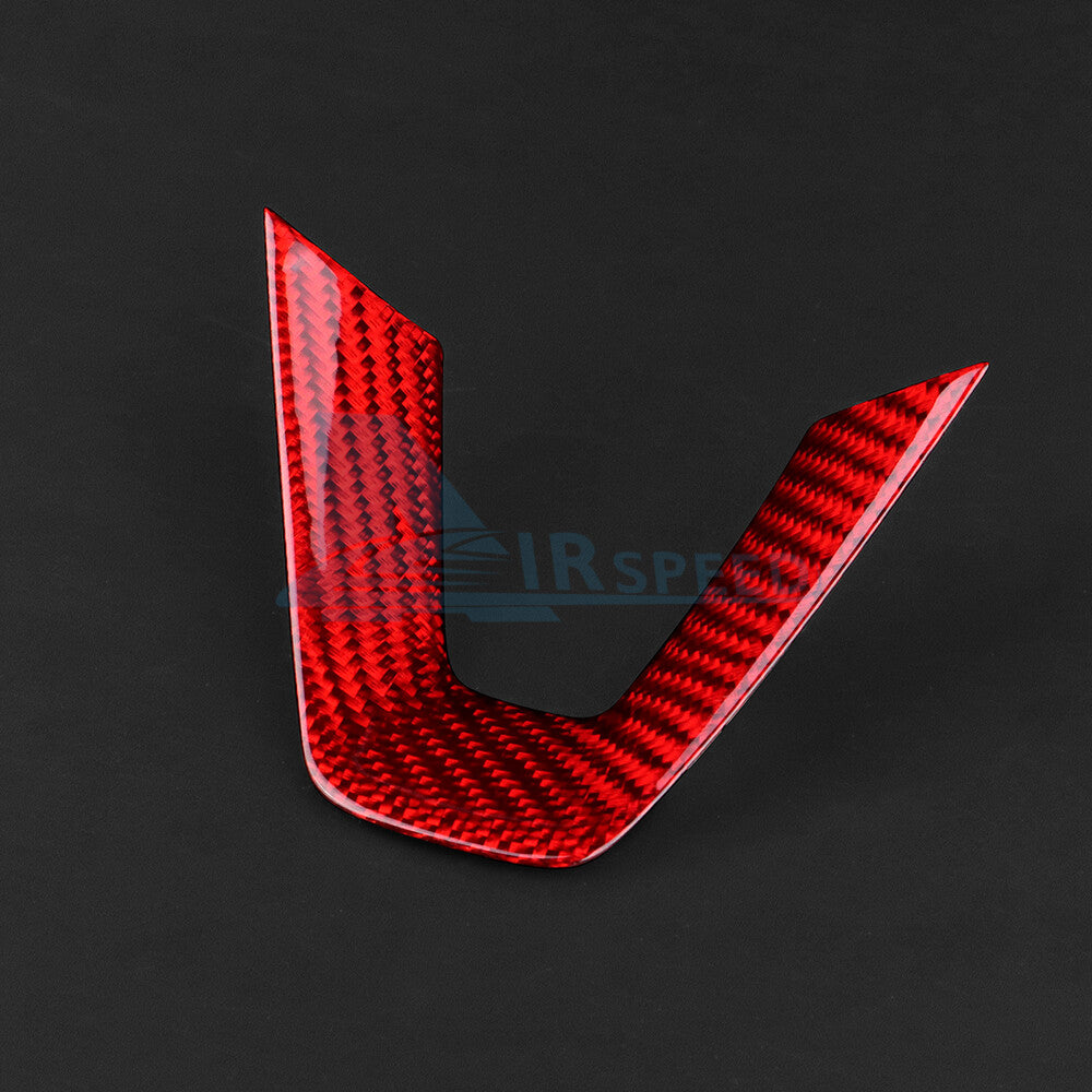 RED REAL HARD Carbon Fiber Steering Wheel Panel Cover For Tesla Model 3 2024 - detail view 5