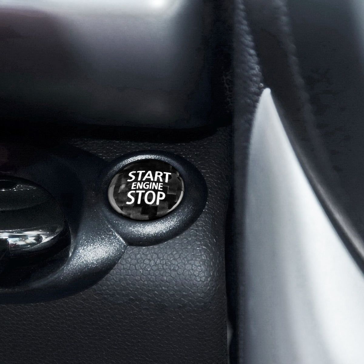 For BMW Mini R55 R56 R57 R58 07-15 Real Carbon Fiber Start Button Cover Sticker - detail view 7